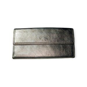 Metallic Silver Slim Leather Wallet Turn Lock Envelope Clutch 🎉